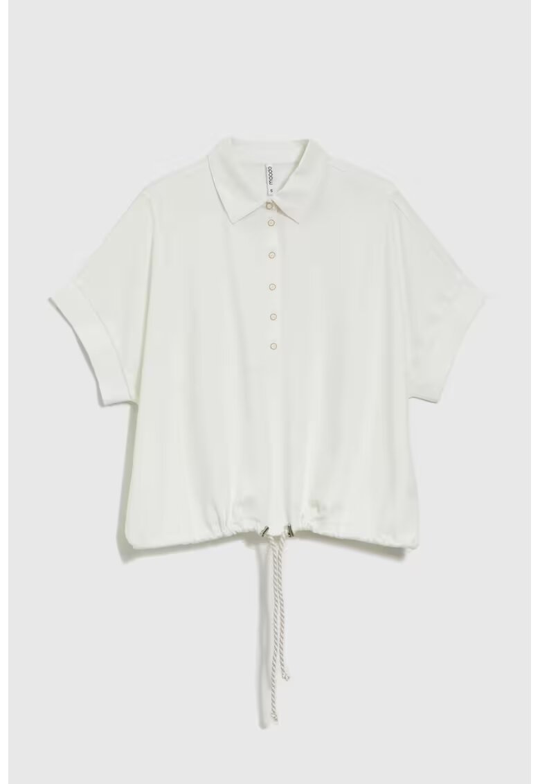 MOODO Bluza bej cu guler maneci scurte - Alb