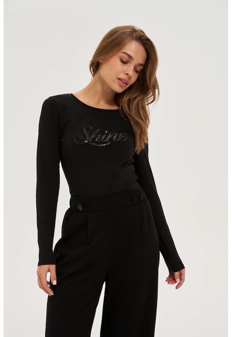 MOODO Bluza neagra cu paiete - Negru