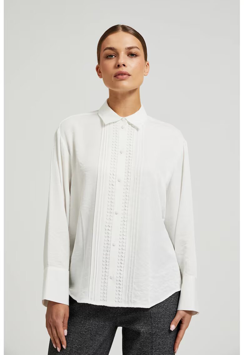 MOODO Camasa eleganta din vascoza alba - Alb