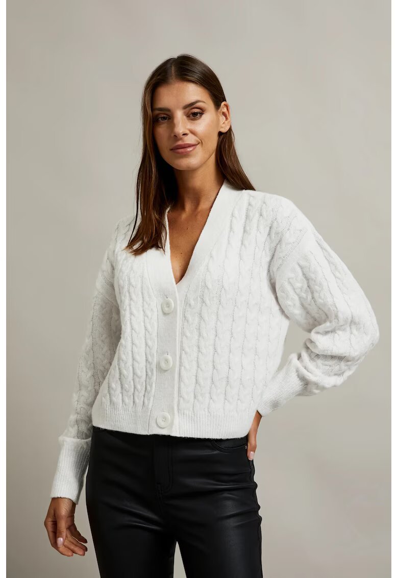 MOODO Cardigan scurt cu nasturi alb - Alb