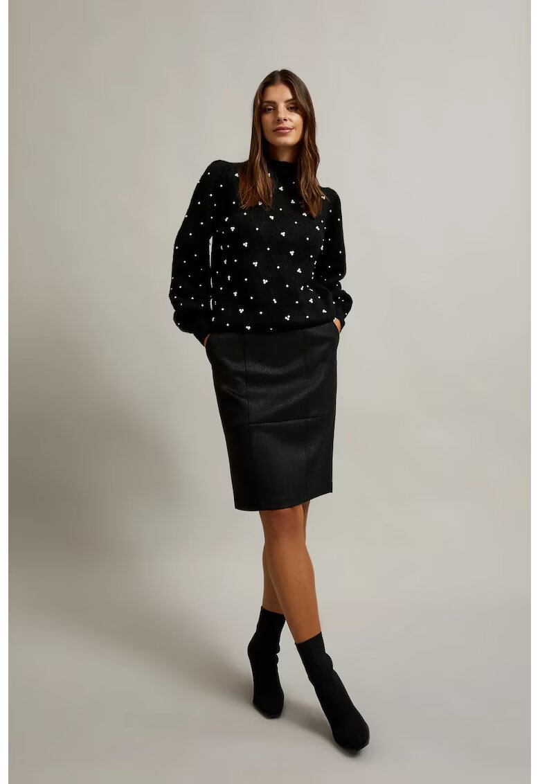 MOODO Fusta creion cu lungime peste genunchi Z-SC-4509 - Negru