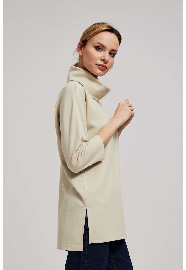 MOODO Hanorac bej cu guler larg - Bej