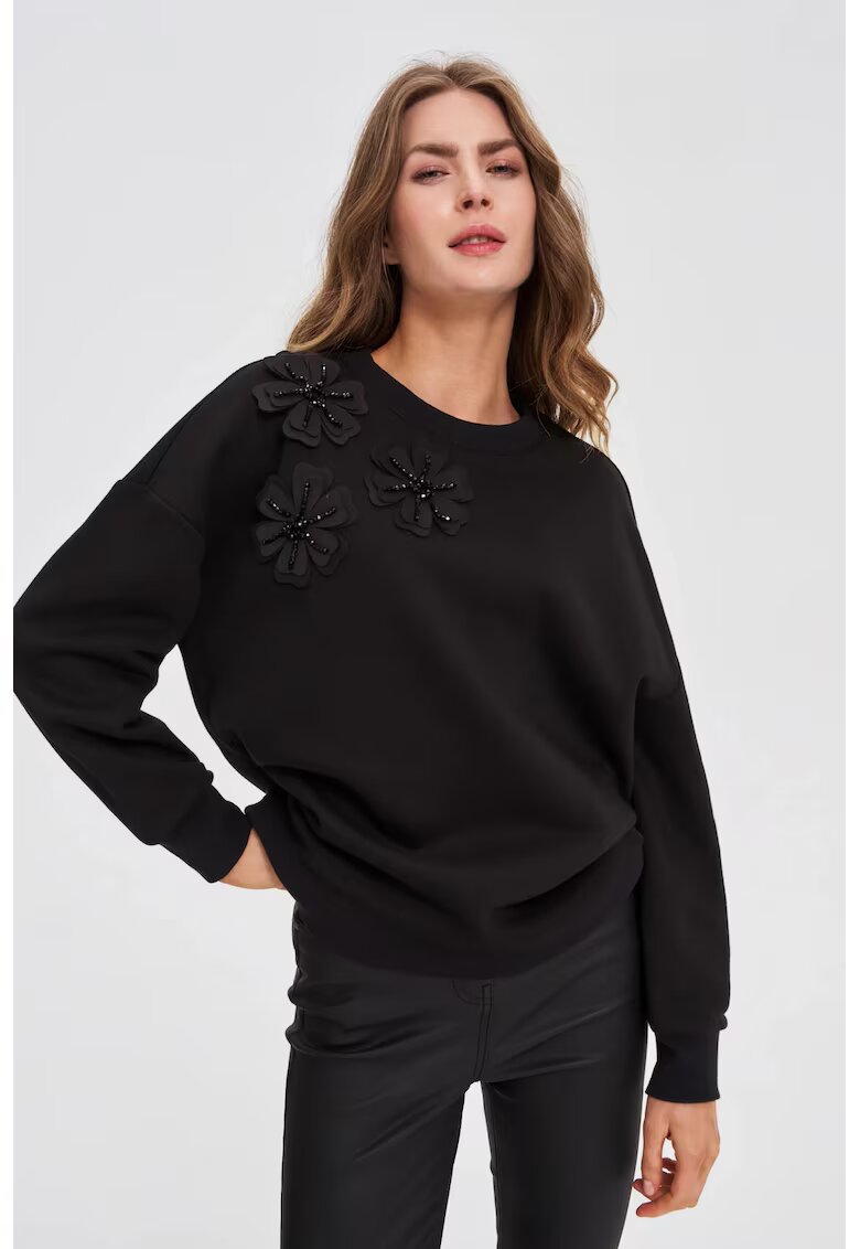 MOODO Hanorac negru stil urban - Negru