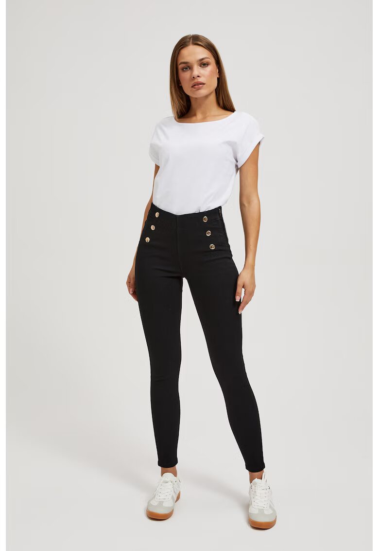MOODO Jeans cu Butoane Decorative - Negru
