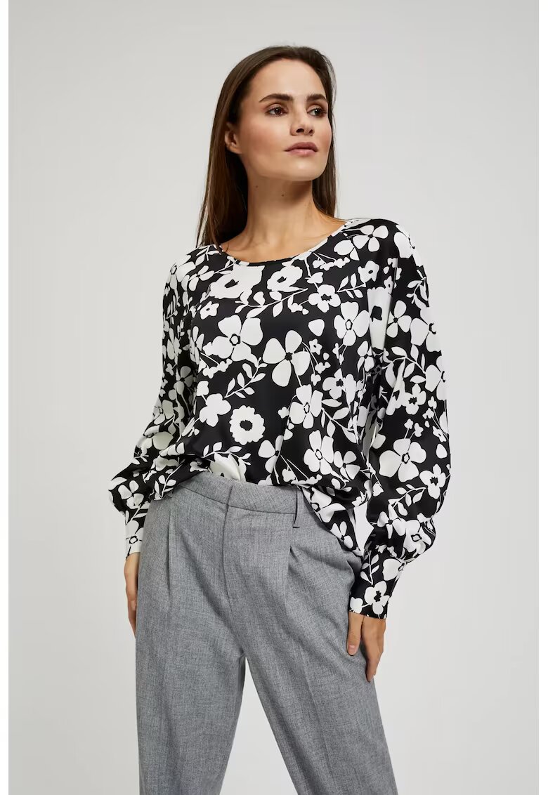 MOODO neagră cu imprimeu floral - Negru