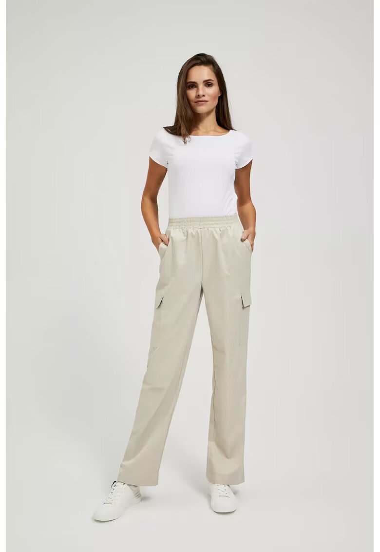MOODO Pantaloni cargo cu picioare drepte bej - Bej