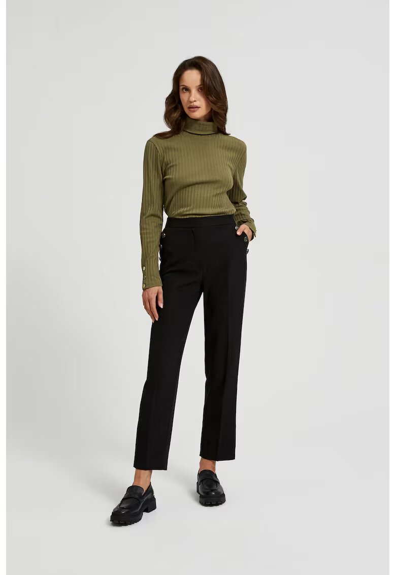 MOODO Pantaloni cu butoane decorative pe buzunare negre - Negru