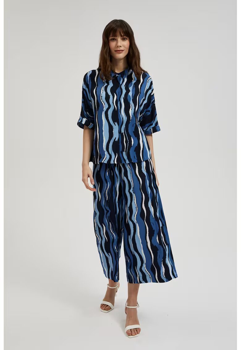 MOODO Pantaloni culotte cu imprimeu L-SP-4333 - Bleumarin