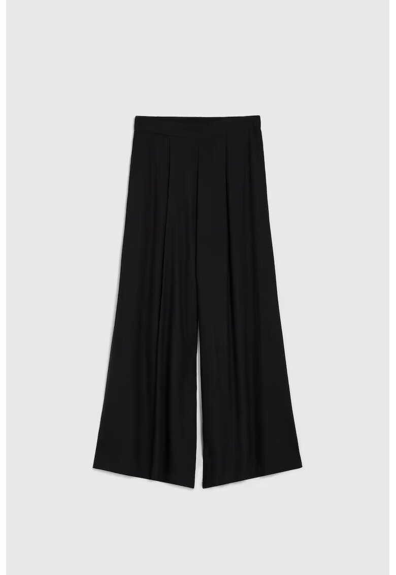 MOODO Pantaloni negri din viscoza cu picioare largi - Negru
