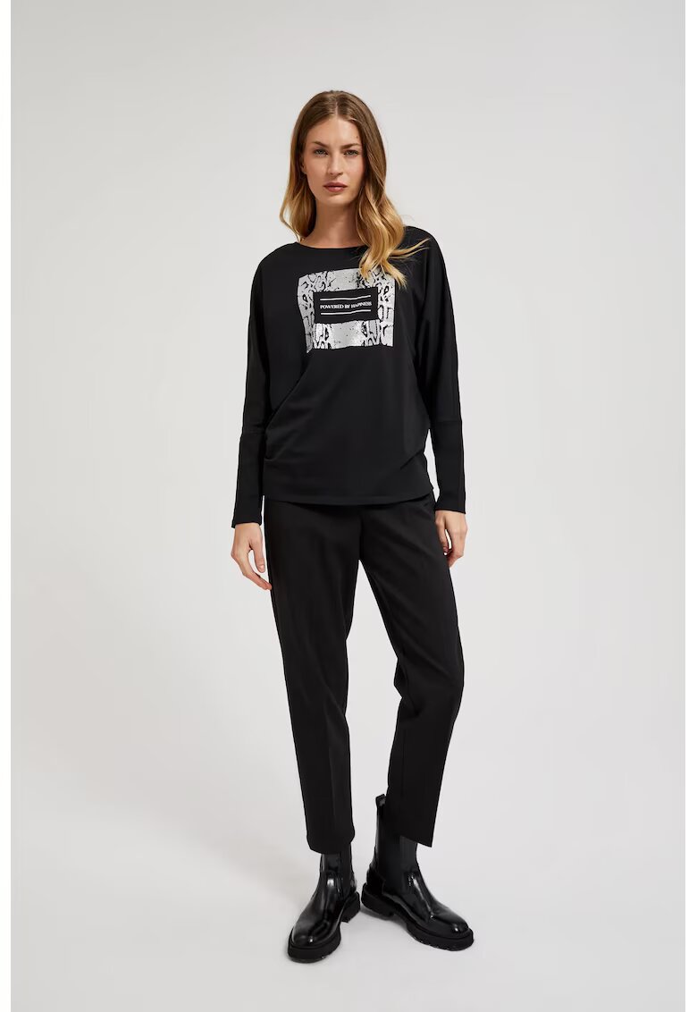 MOODO Pantaloni negri netezi - Negru