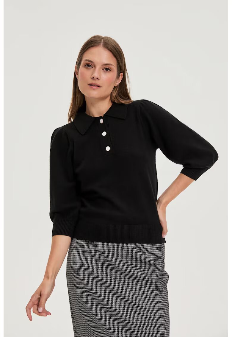 MOODO Pulover cu guler negru - Negru