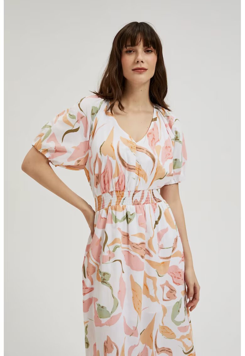 MOODO Rochie Alba cu Flori - Alb
