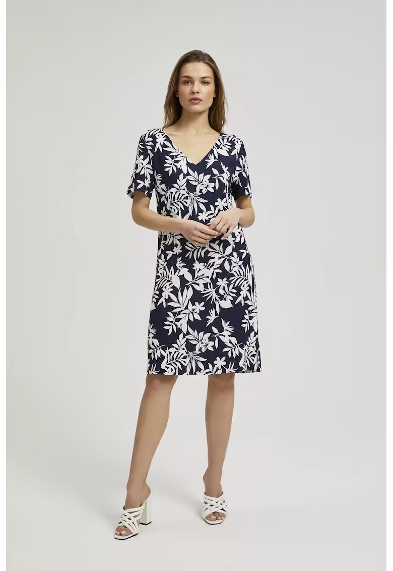 MOODO Rochie bleumarin cu model floral - Bleumarin