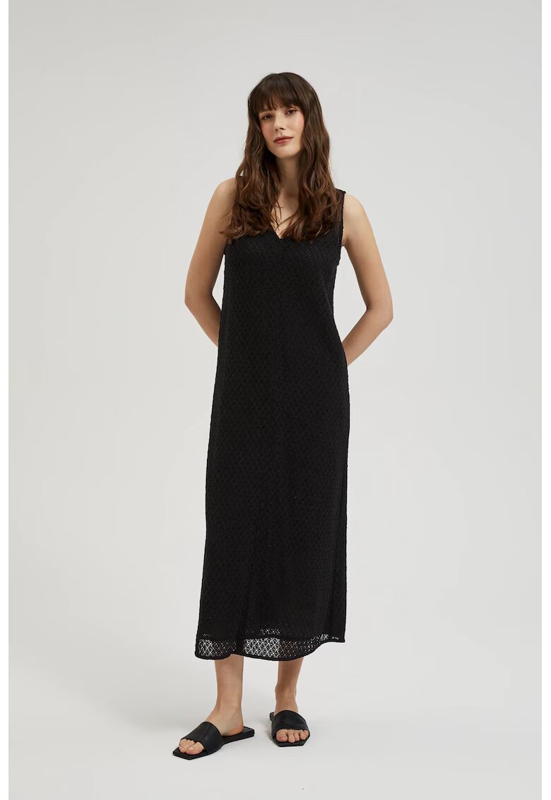 MOODO Rochie cu Decupaj cu Decolte in V Neagra - Negru