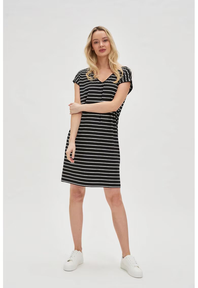 MOODO Rochie cu dungi negre - Negru