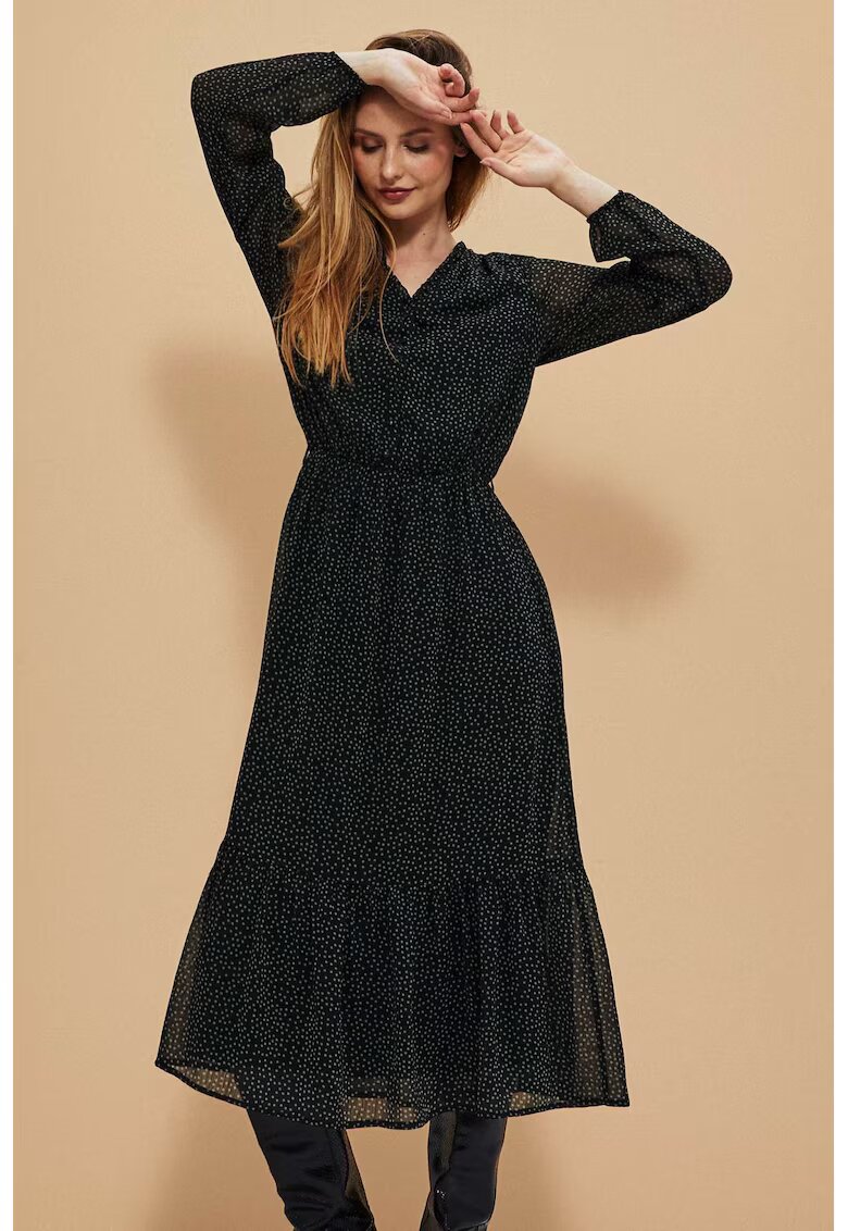 MOODO Rochie cu Volan si Print - Negru
