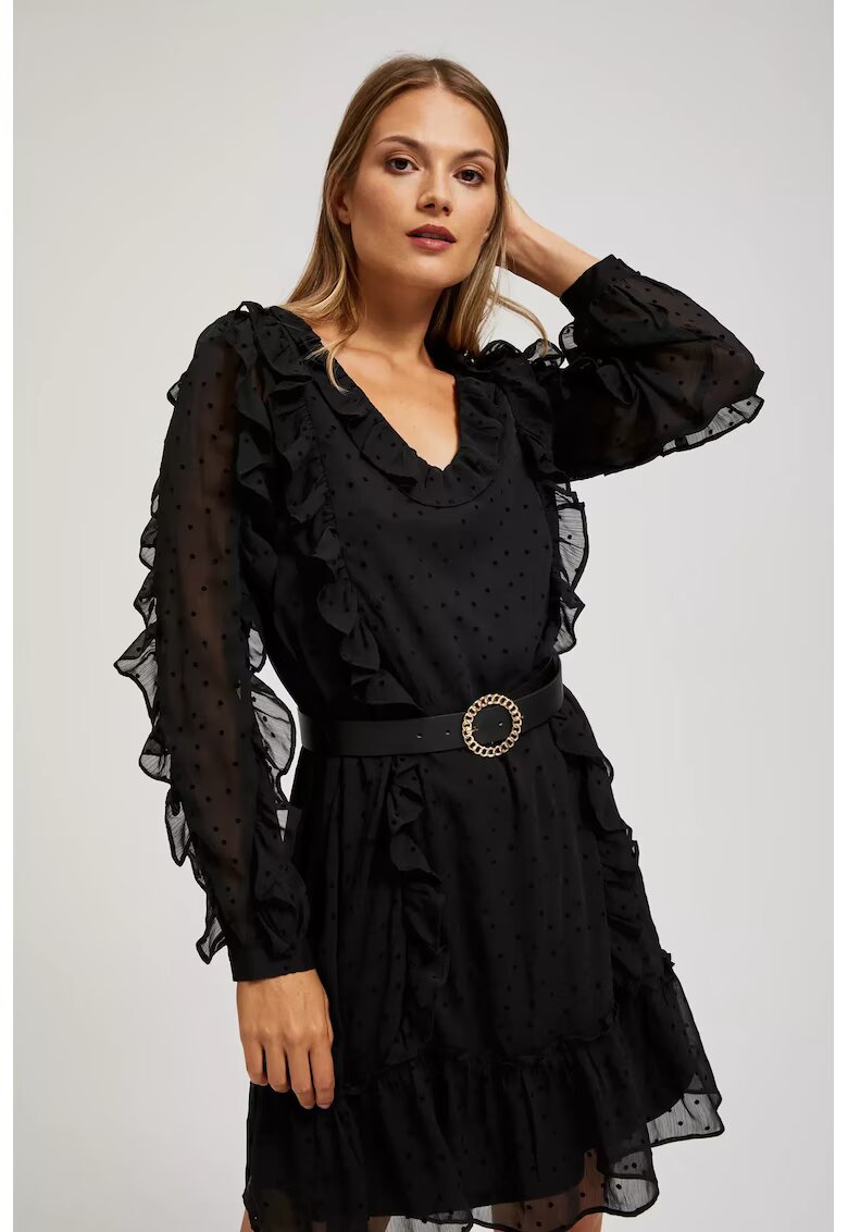 MOODO Rochie cu volane - Negru