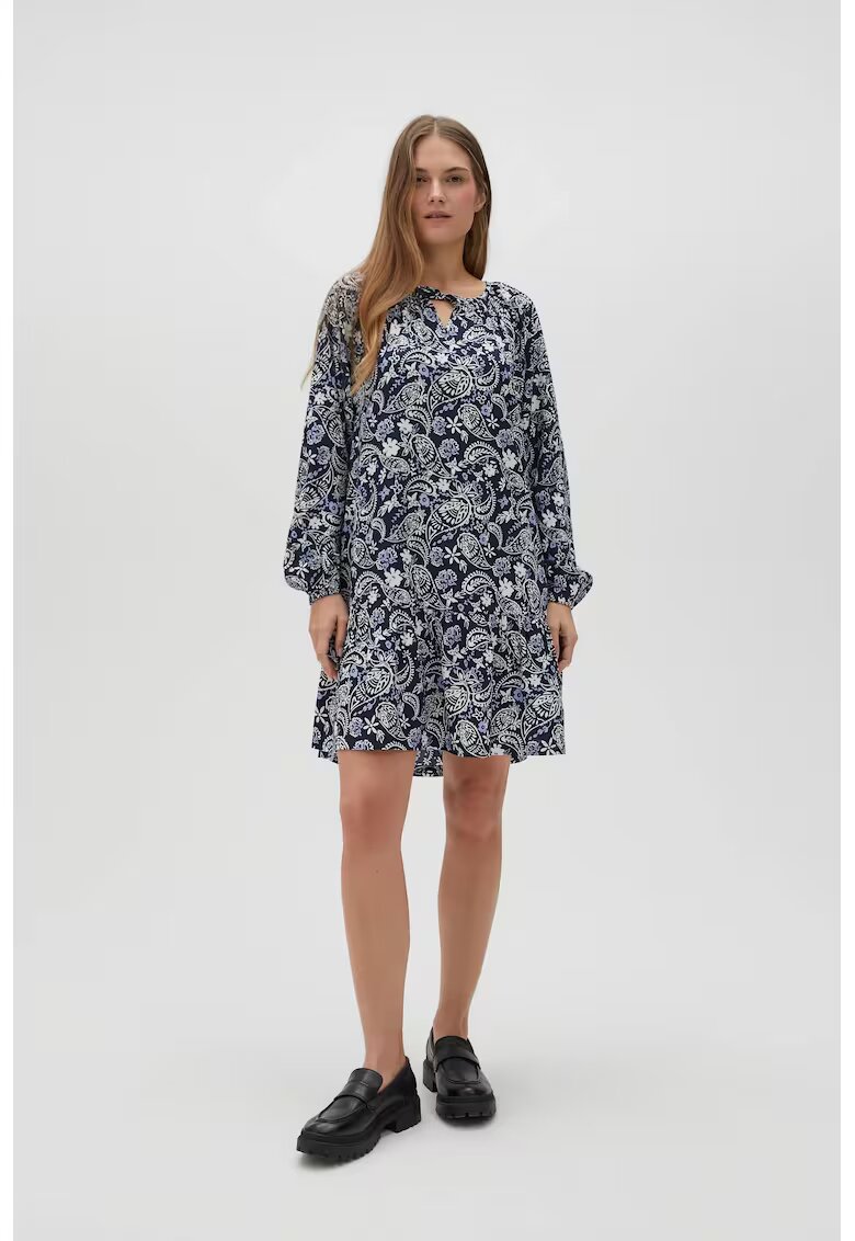 MOODO Rochie din vascoza cu imprimeu paisley albastru inchis - Bleumarin