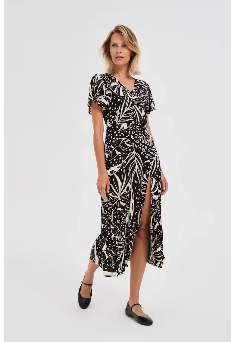 MOODO Rochie din viscoza cu model negru - Negru