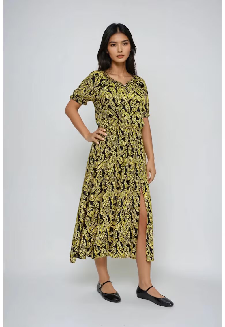 MOODO Rochie din viscoza galbena - Galben