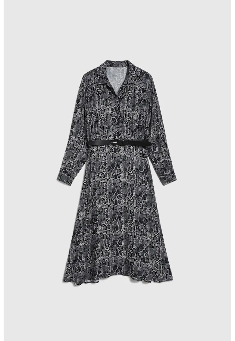 MOODO Rochie gri din viscoza cu curea - Gri