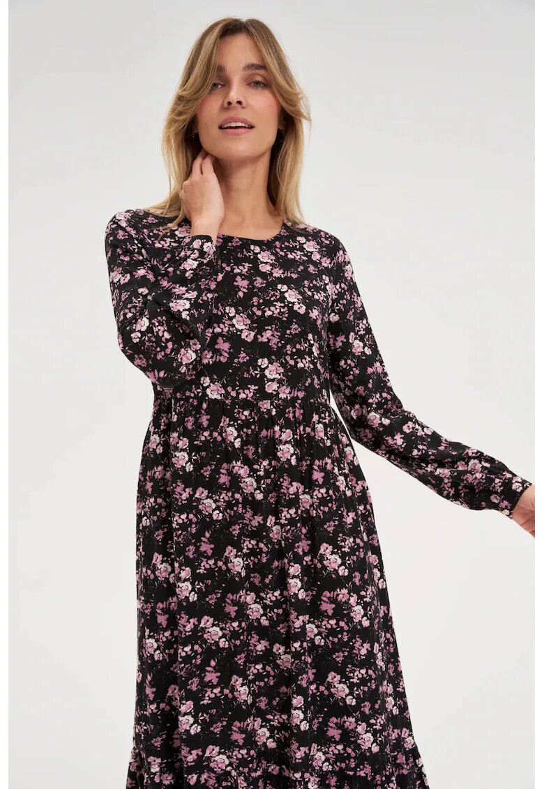 MOODO Rochie midi cu imprimeu floral negru - Negru