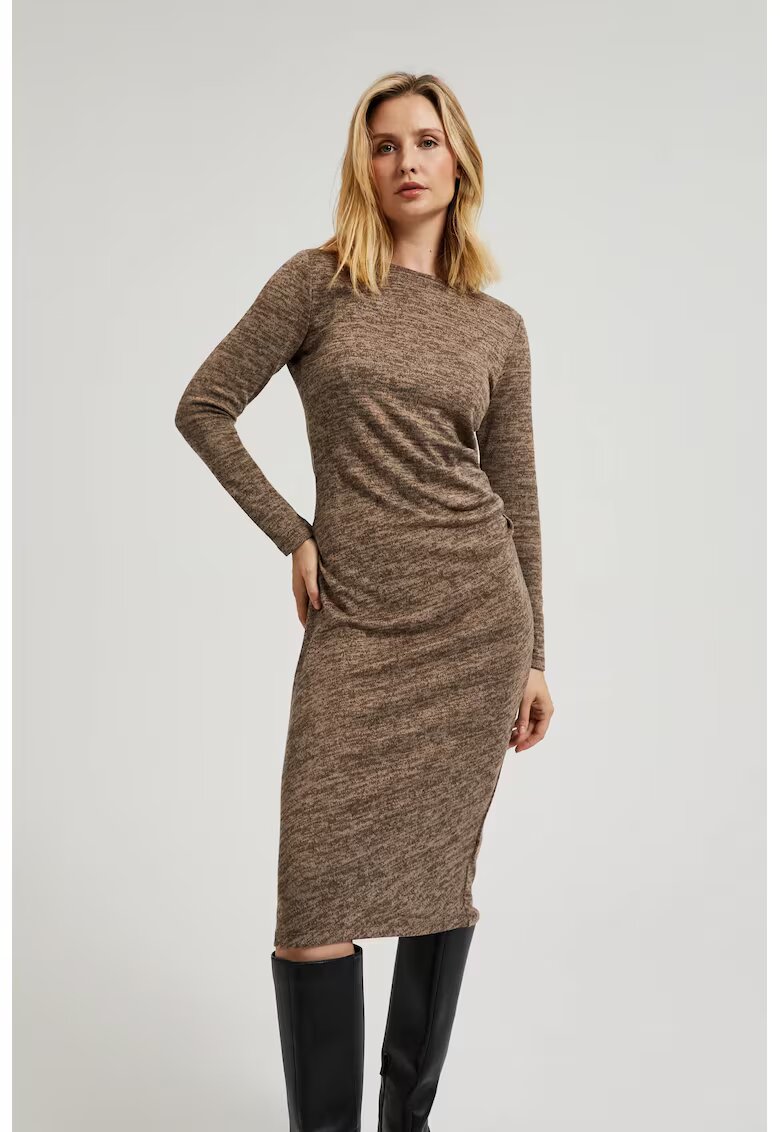MOODO Rochie midi cu plisuri maronie - Maro