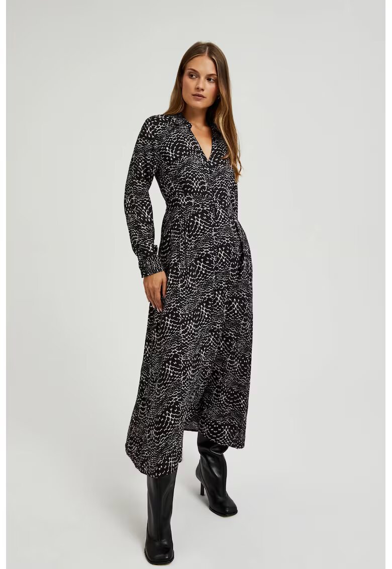 MOODO Rochie midi din viscose neagra - Negru