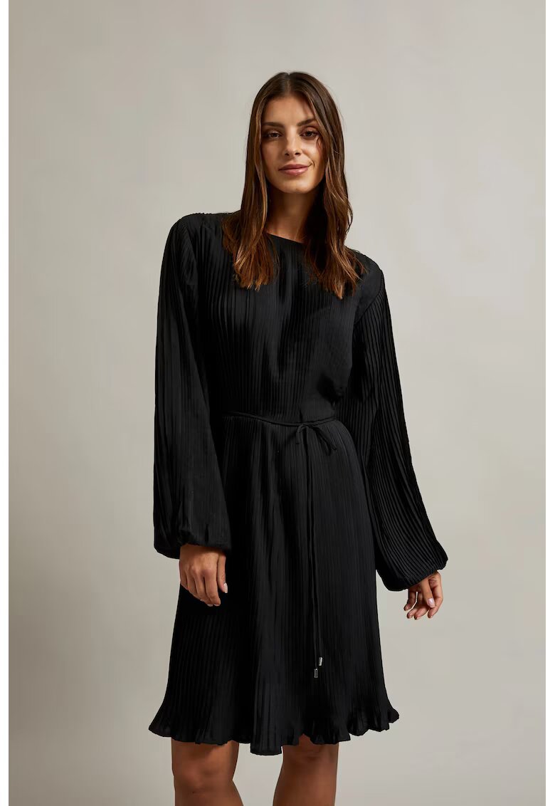 MOODO Rochie plisata cu curea neagra - Negru