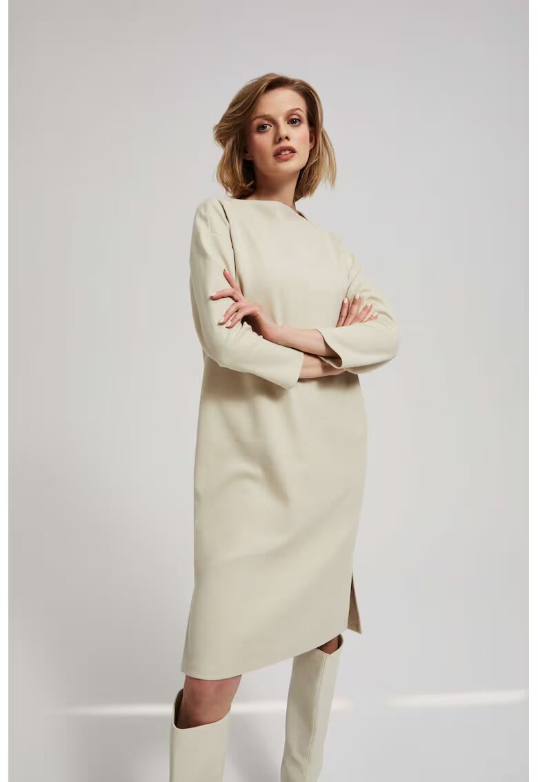 MOODO Rochie simpla cu maneci 3/4 - Bej
