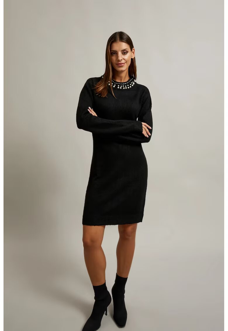 MOODO Rochie tricotata neagra ajustata - Negru