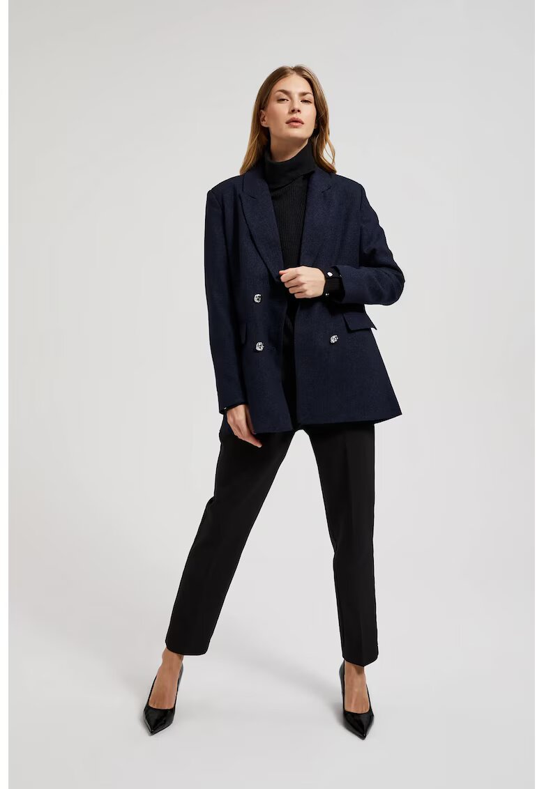 MOODO Sacou bleumarin cu doua randuri de nasturi decorativi - Bleumarin