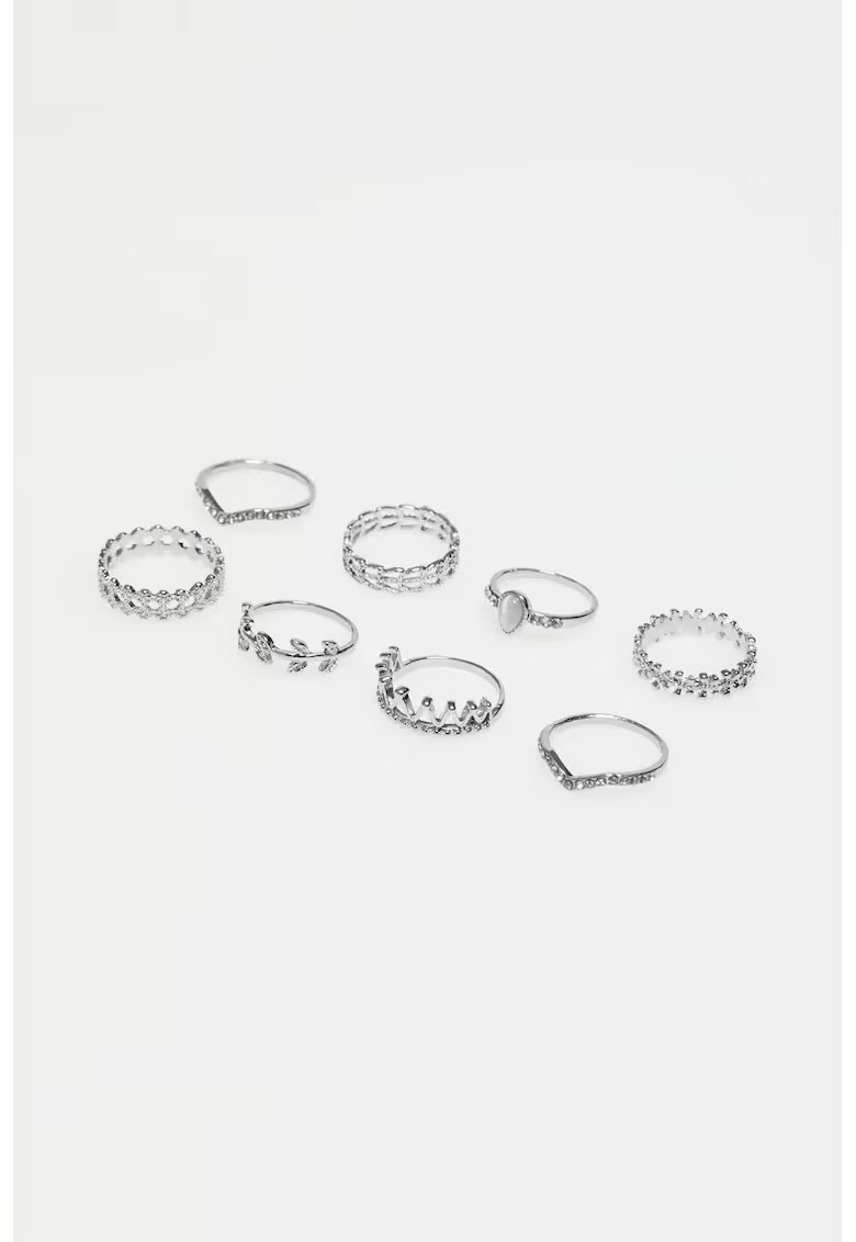 MOODO Set de ineluri argintii 3 bucati - ONE SIZE