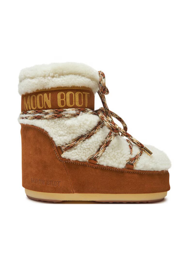 Moon Boot Cizme dama Whisky/Off White - piele naturala - maro/alb