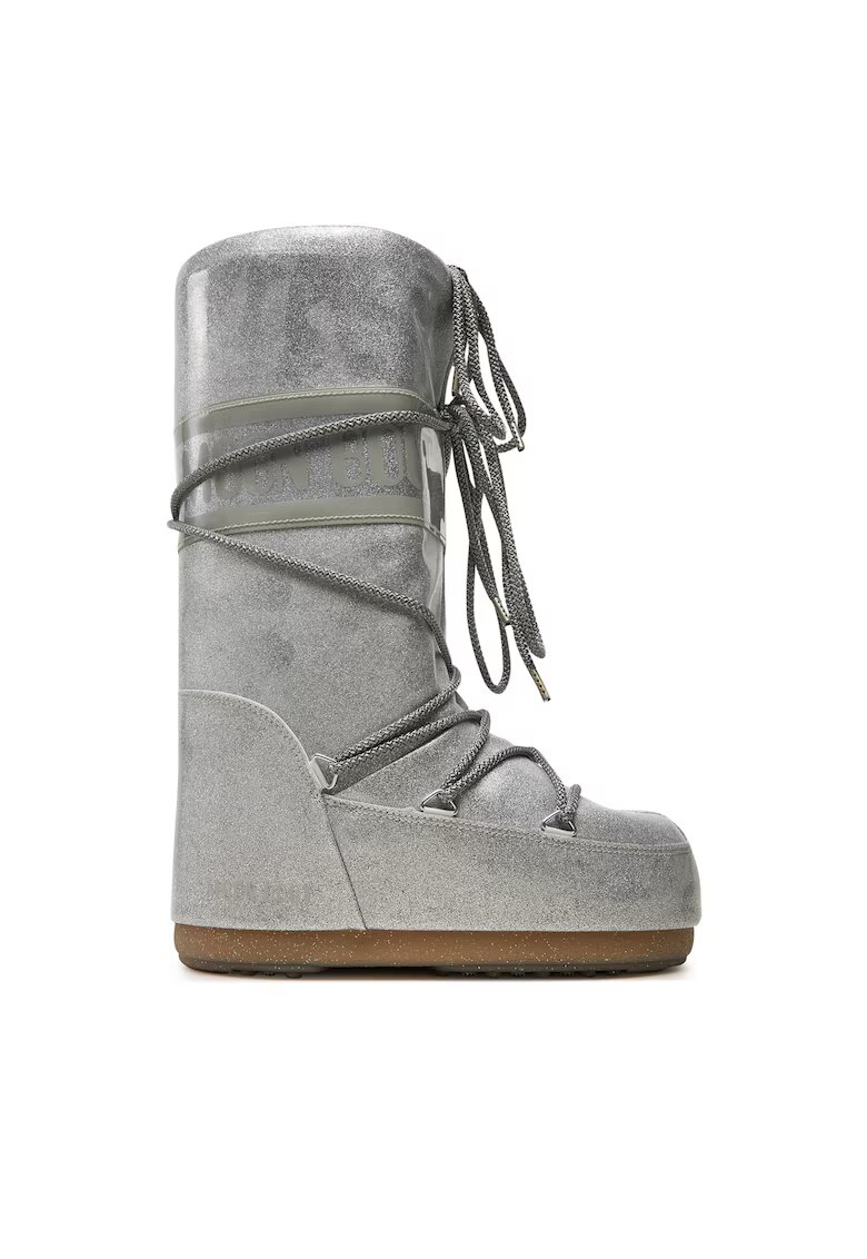 Moon Boot Ghete Silver Icon Glitter - piele ecologica - argintii