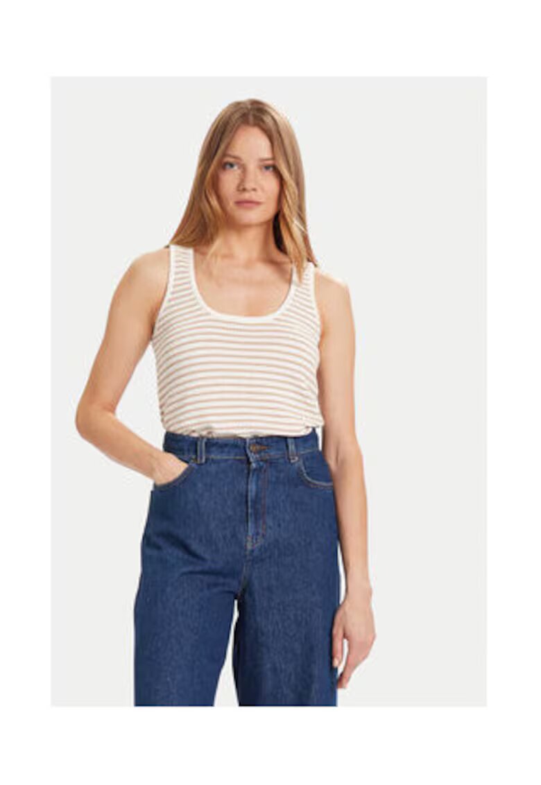 Morgan Top Dama - Bej - 50% poliester - 47% bumbac - 3% fibra metalica