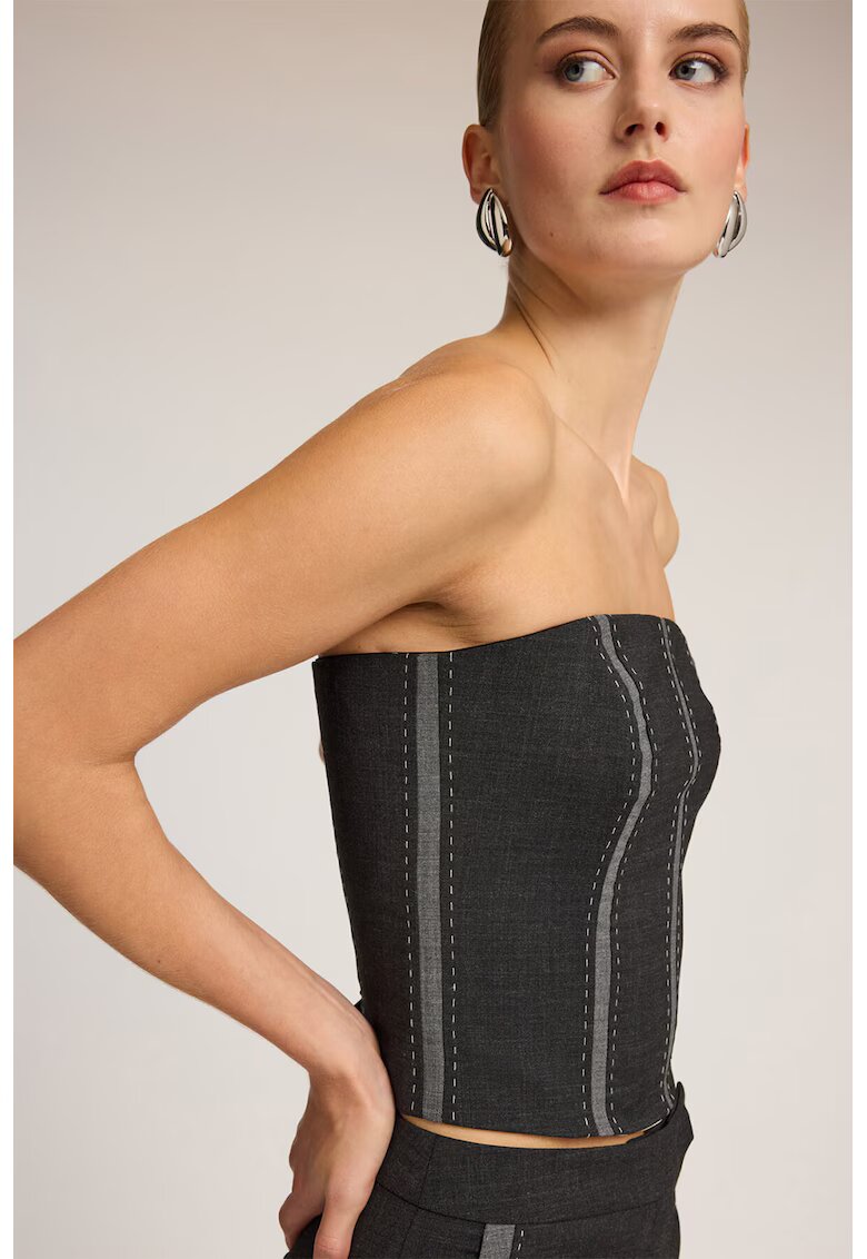 Motivi Corset cu decolteu drept - Gri antracit