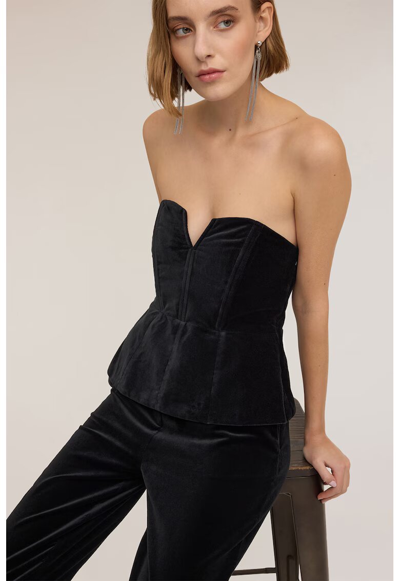 Motivi Corset din reiat cu volan peplum - Negru