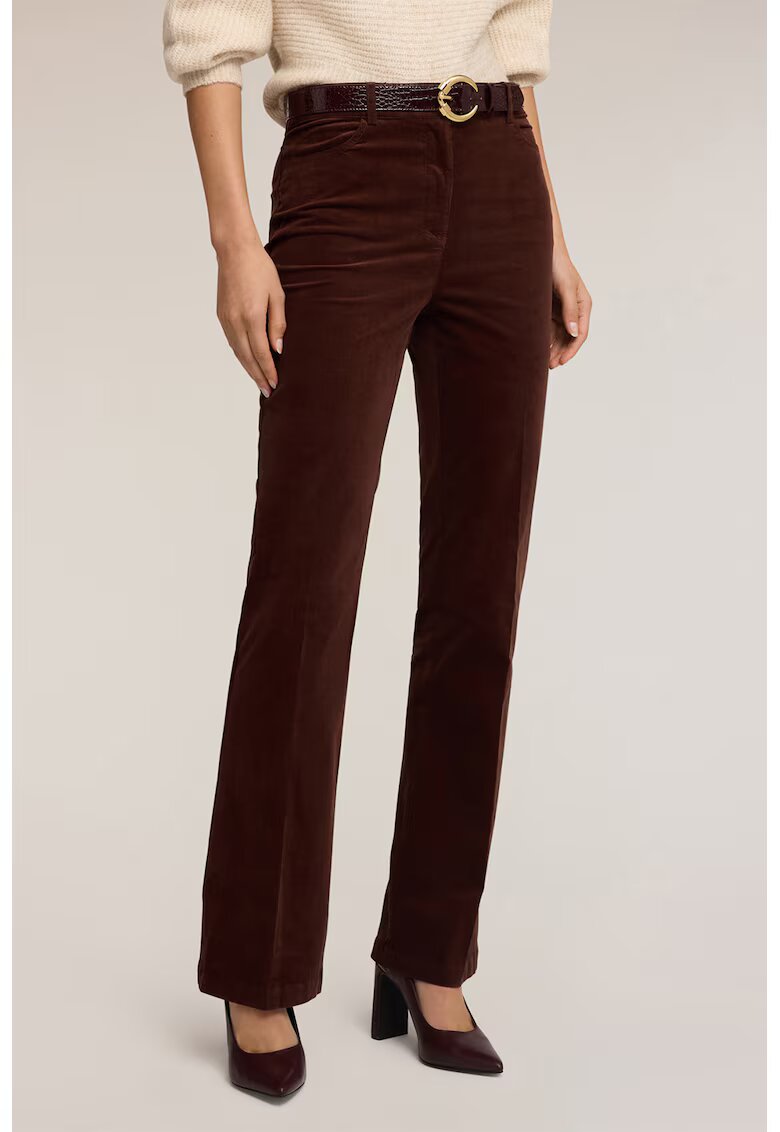 Motivi Pantaloni evazati din amestec de bumbac - Maro cognac