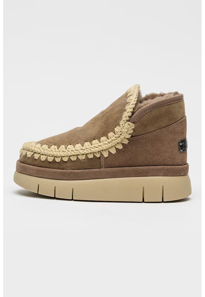 Mou Ghete pull-on din piele intoarsa Bounce - Maro taupe deschis