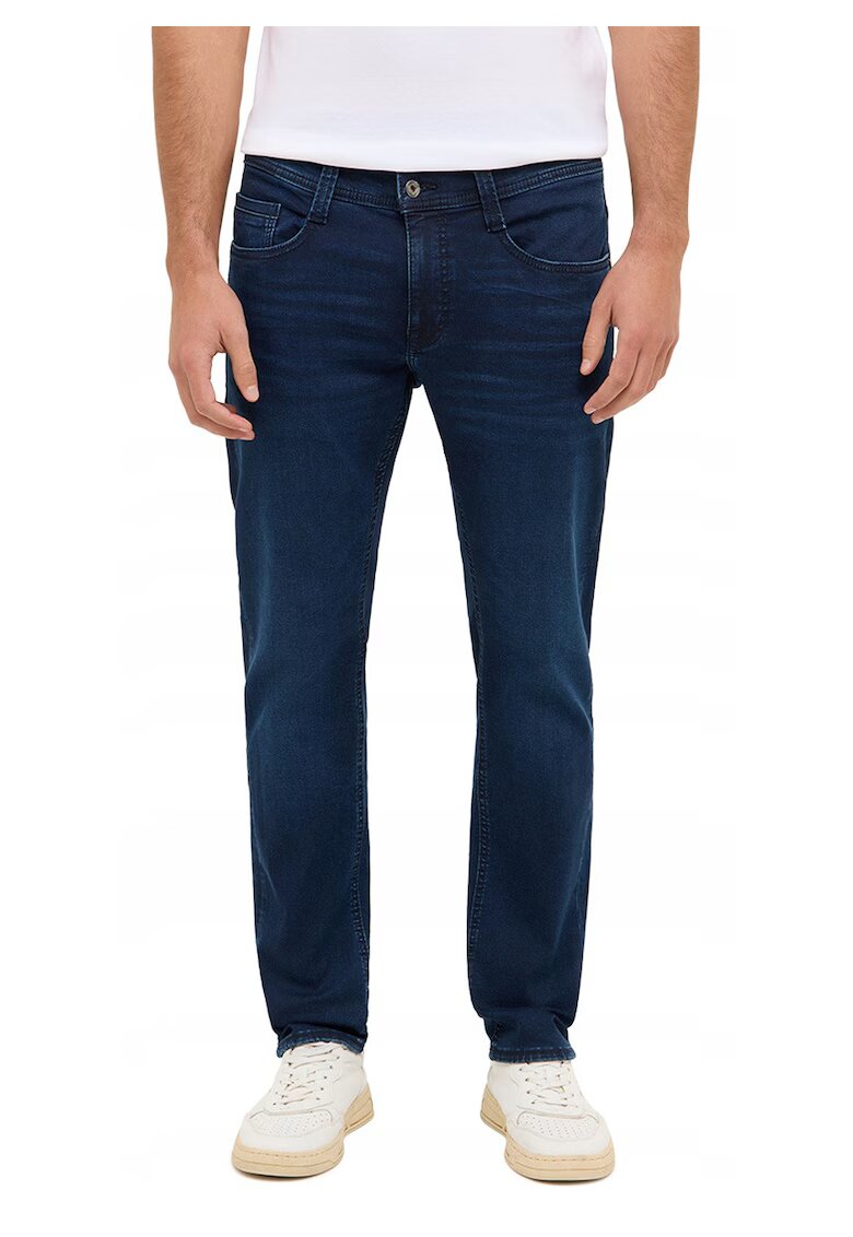 Mustang Blugi Barbati - Oregon Slim K - Slim Fit - Talie Joasa - Fermoar - Lungi - 5 Buzunare - Bumbac - Elastan - W32-L32 US - Albastru