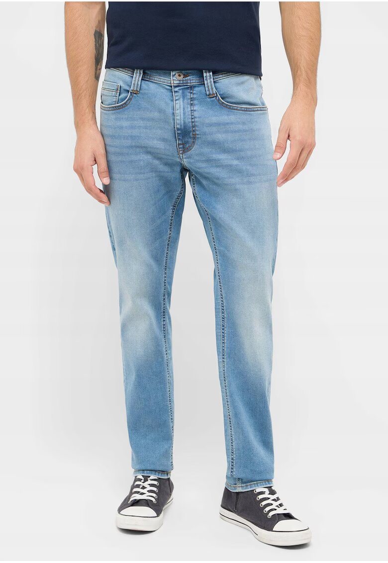 Mustang Blugi Barbati - Oregon Slim K - Slim Fit - Talie Joasa - Fermoar - Lungi - 5 Buzunare - Bumbac - Elastan - W32-L32 US - Albastru