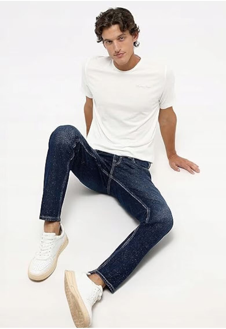 Mustang Blugi Barbati - Washington - Straight Fit - Talie Medie - Fermoar - Lungi - 5 Buzunare - Bumbac - Elastan - Albastru - Albastru