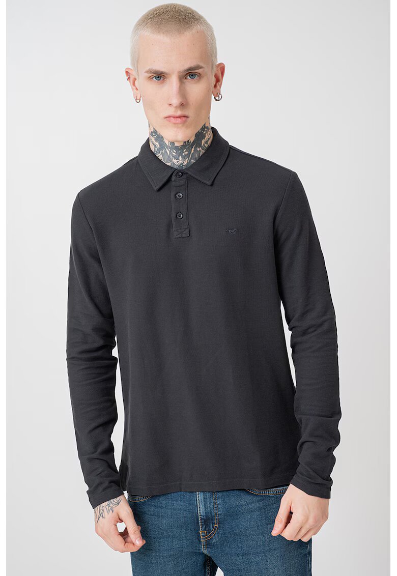 Mustang Bluza cu guler polo si model uni Portis - Negru