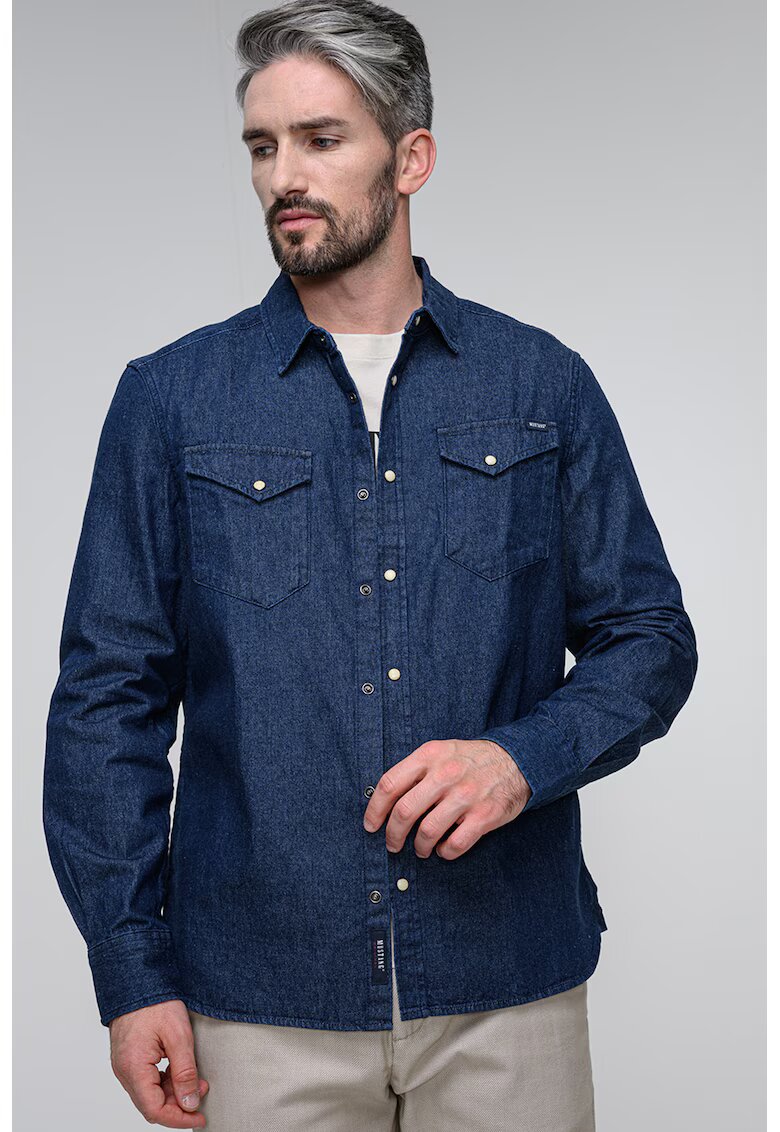 Mustang Camasa regular fit cu capse Duver - Albastru melange