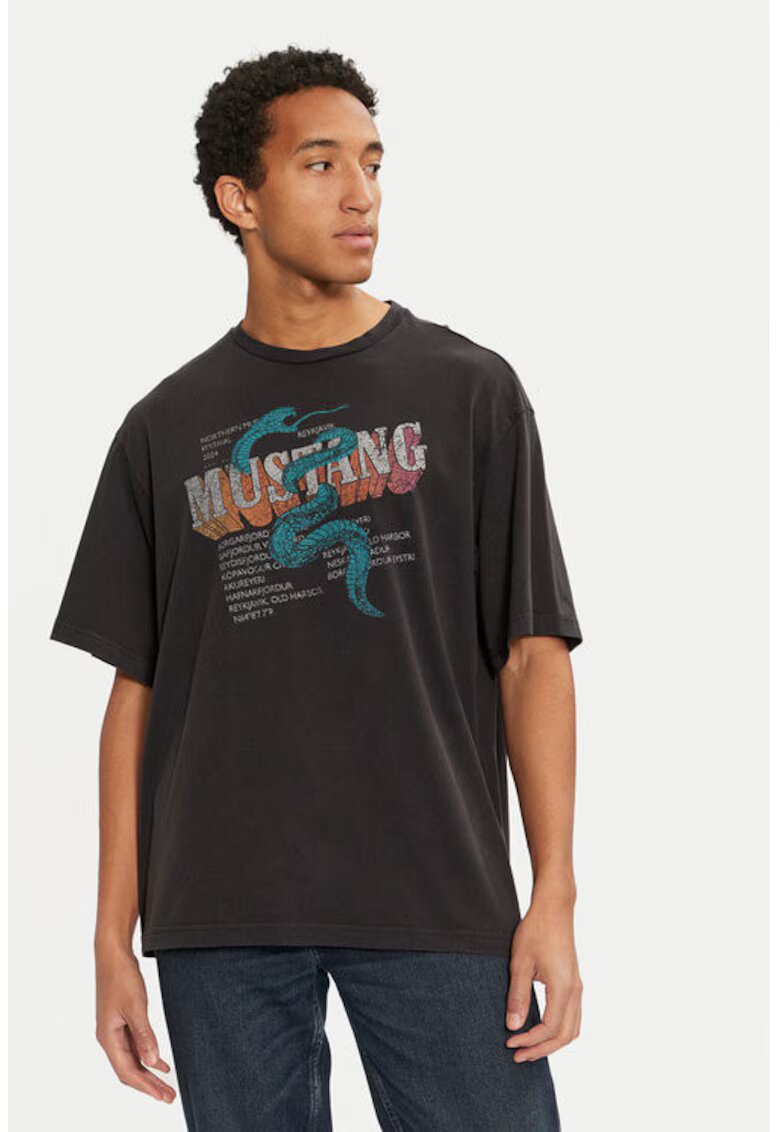 Mustang Tricou barbati - 304464928 - Bumbac - Negru - Negru