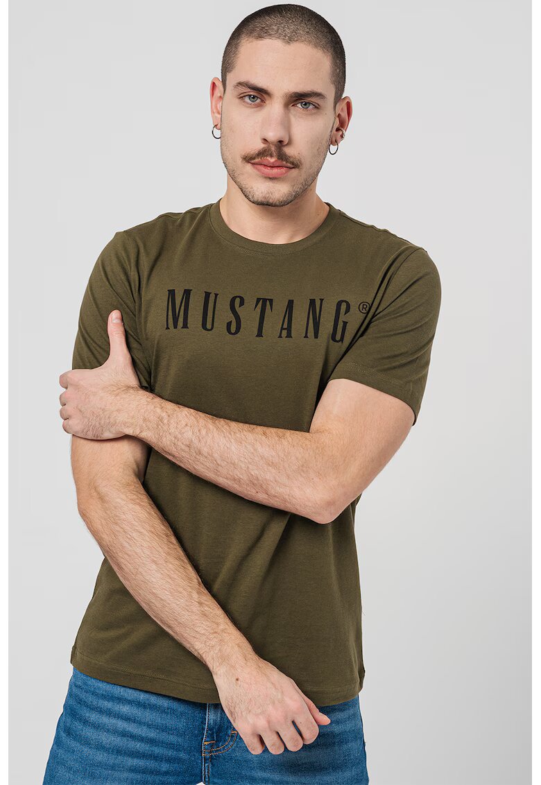 Mustang Tricou cu imprimeu logo - Kaki