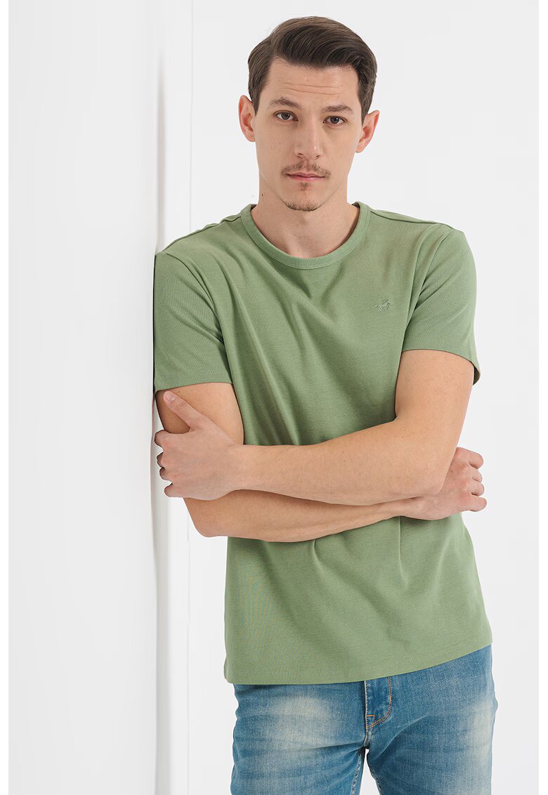 Mustang Tricou din bumbac cu decolteu rotund Allen - Verde aquamarin