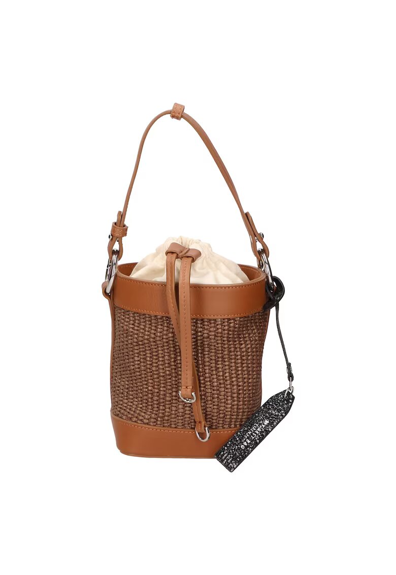 My Best Bags Geanta bucket cu detalii de piele - Maro inchis