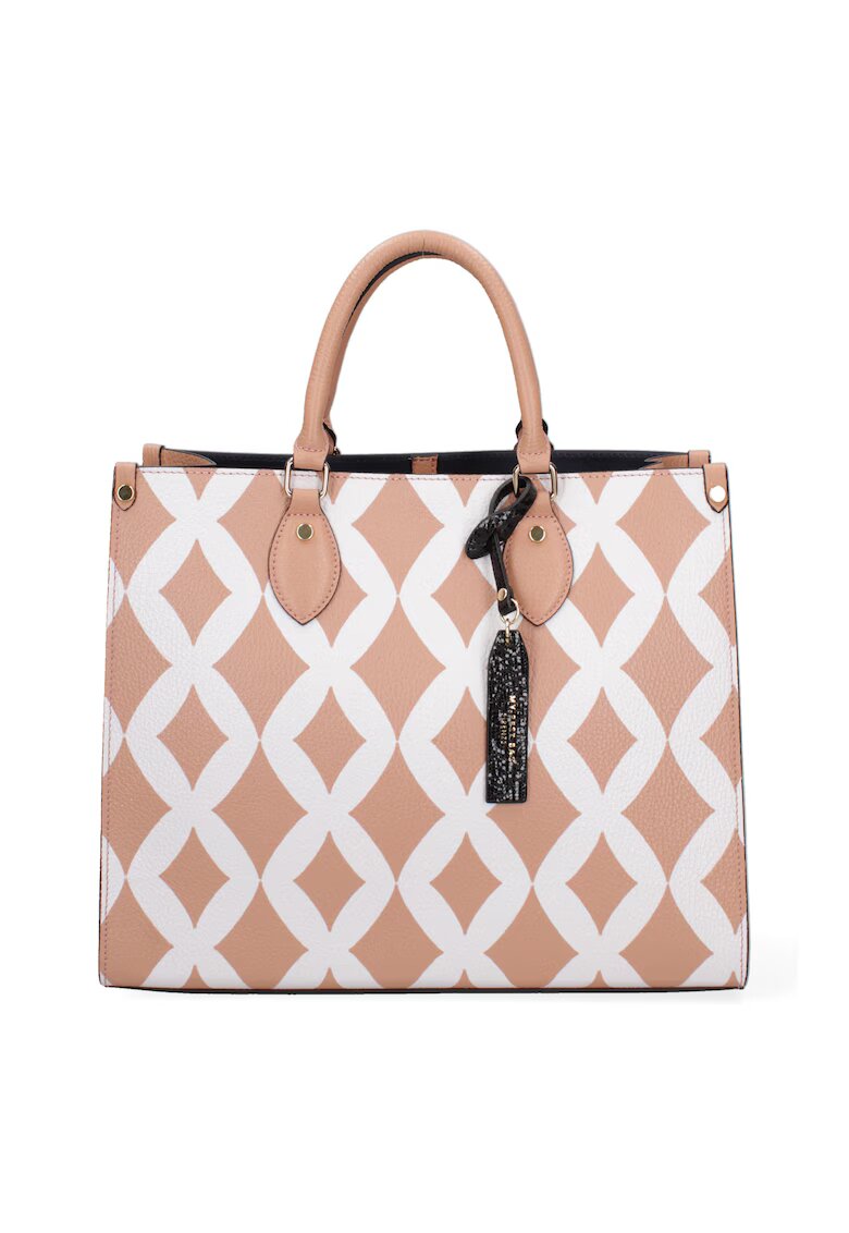 My Best Bags Geanta tote de piele cu model 37655 - Alb/Roz somon
